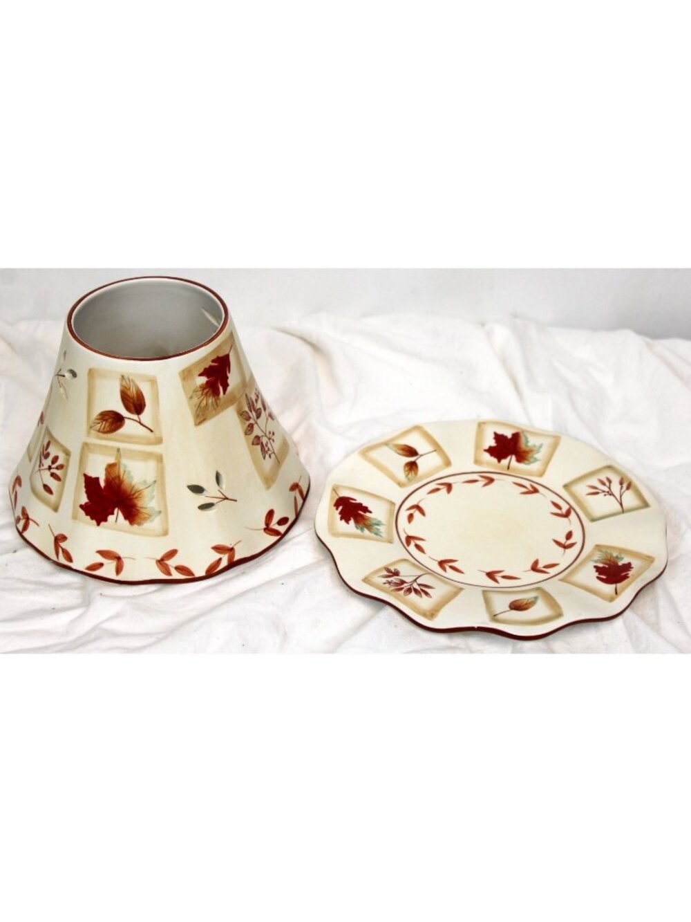 Yankee Candle Fall Autumn Leaves Jar Shade Plate Ruffle Large Topper